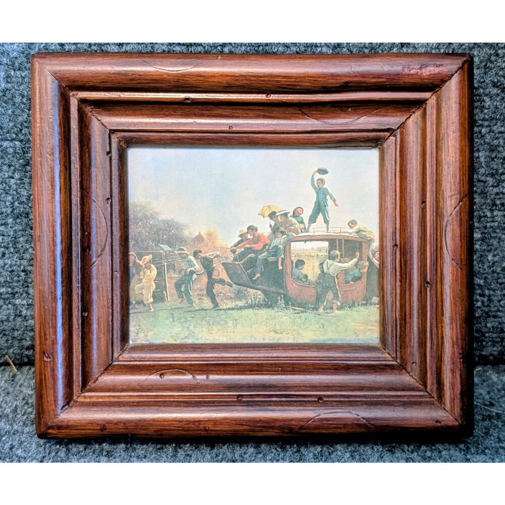 VTG/Antique 'The Old Stage Coach' Print Originally Created in 1871 Wood Framed